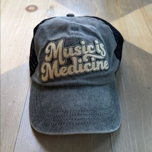 Music's Medicine Embroidered Trucker Hat - Charcoal & Black
